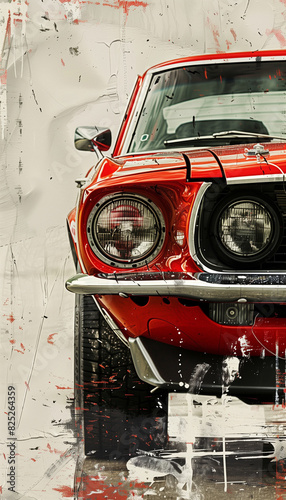 Lights in classic red sport car