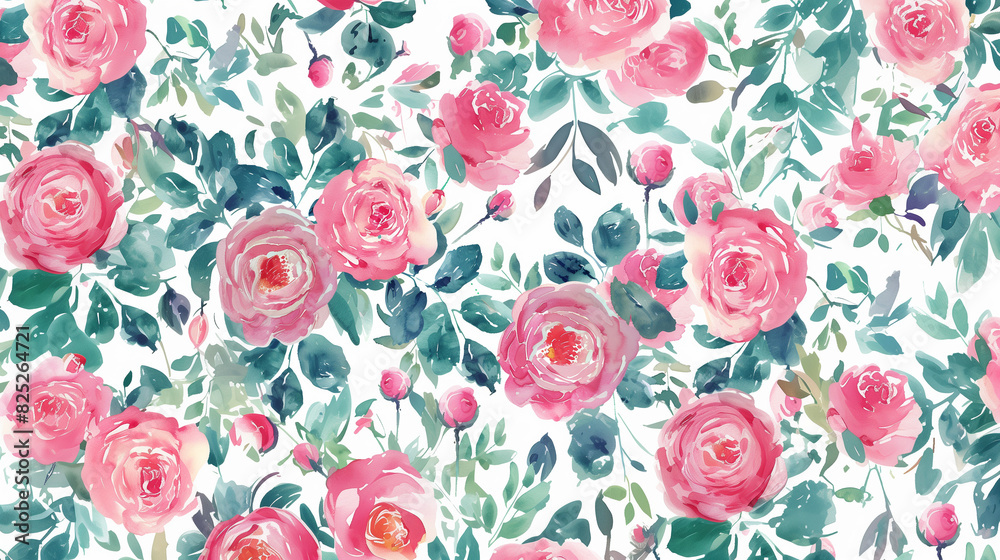 Watercolor pink roses pattern Watercolor pink roses pattern