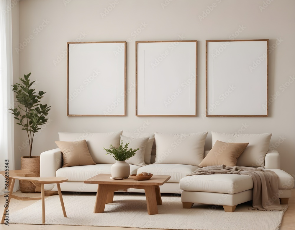 Frame mockup, ISO A paper size. Living room wall poster mockup. Modern interior design.Living room Interior mockup with house background. 3D render Frame mockup, ISO A paper size. Living room wall poster mockup. Modern interior design.Living room Interior mockup with house background. 3D render