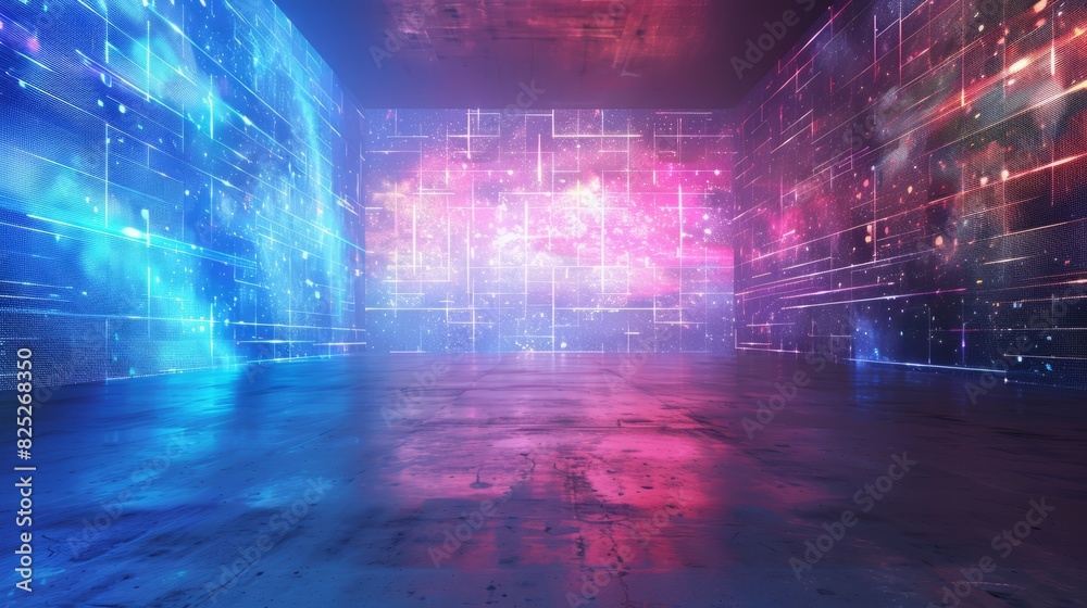 digital hologram wall with copy space digital hologram wall with copy space