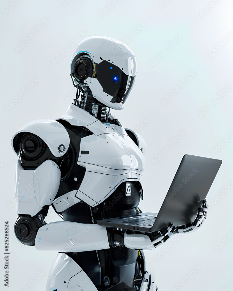 ai robot working on computer ai robot working on computer