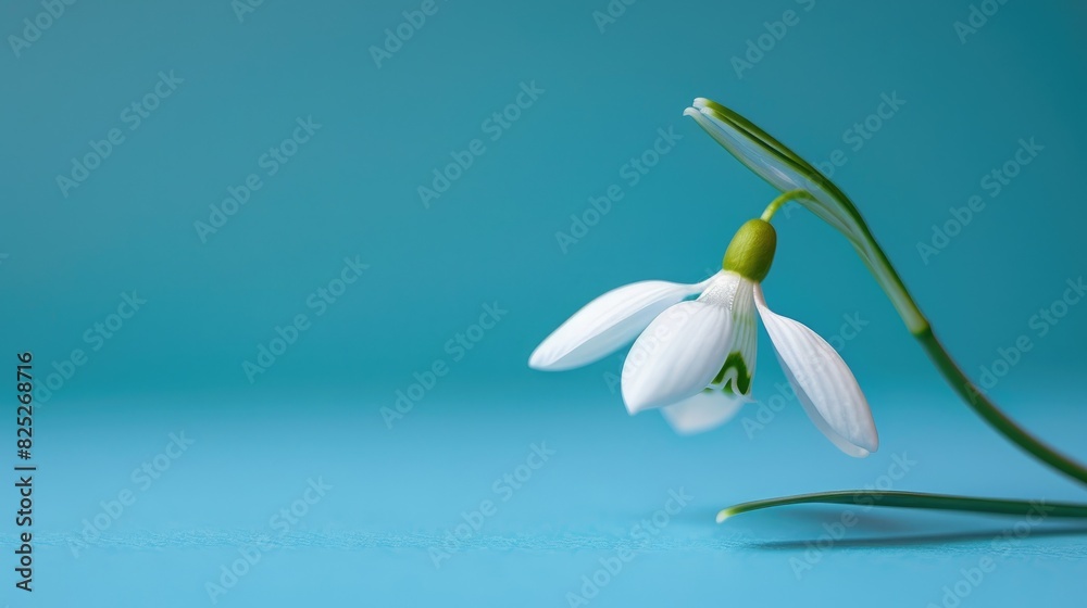 Obraz premium Snowdrop flower on blue background