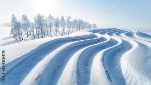 Aerial Perspective of Zigzagging Snow Tracks