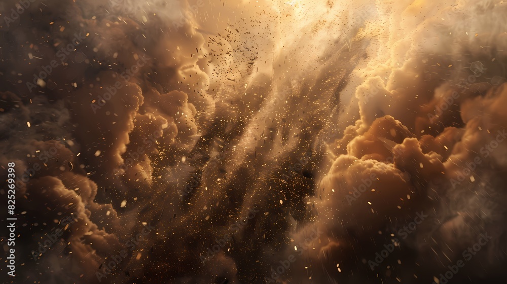 A scene of a particle dust devil, with a background of particles of matter and energy A scene of a particle dust devil, with a background of particles of matter and energy