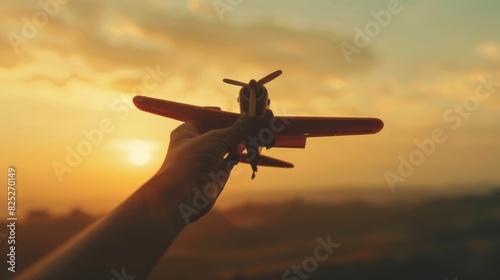 The toy plane at sunset