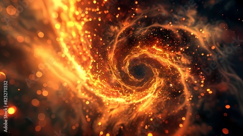 A scene of a particle fire whirl, with a background of particles of matter and energy