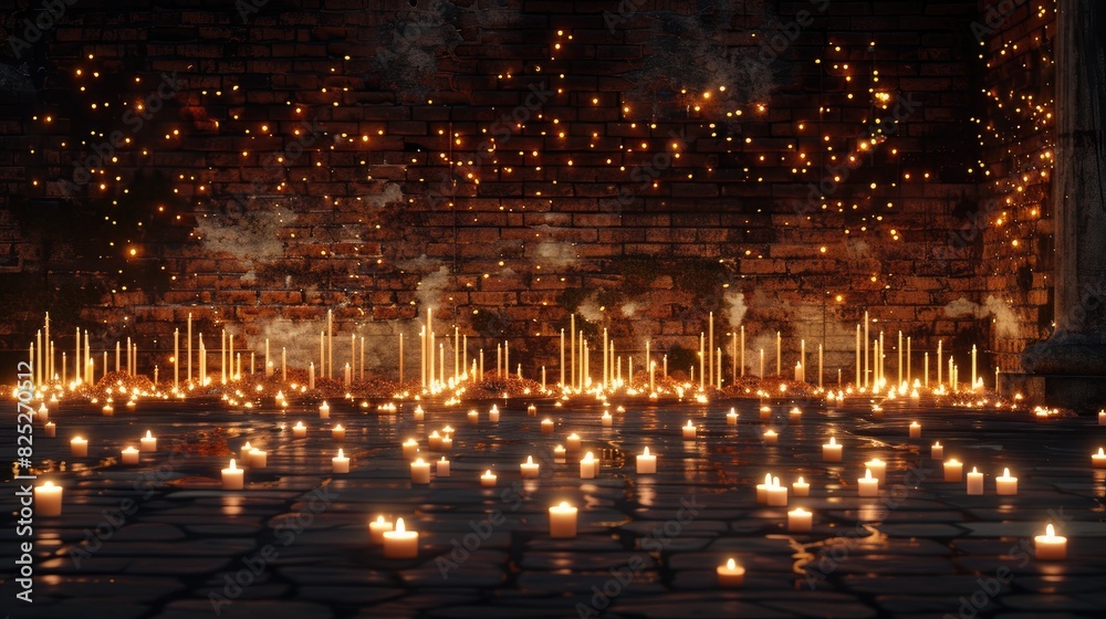 Obraz premium Illuminated Glow: A Gathering of Lit Candles