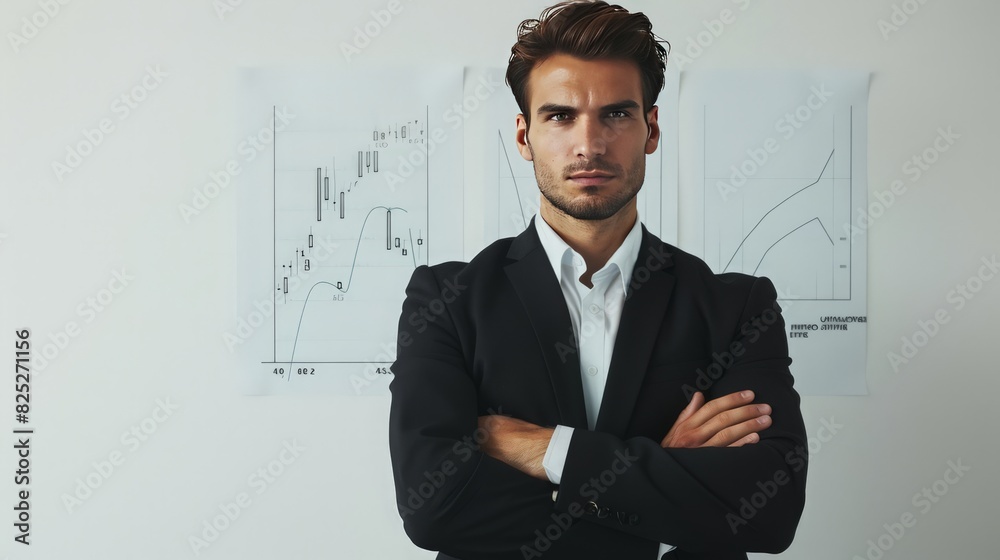 Clad in professional attire, a business professional stands confidently with folded arms against a white background, Clad in professional attire, a business professional stands confidently with folded arms against a white background,