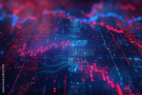 Stock exchange market graph analysis background