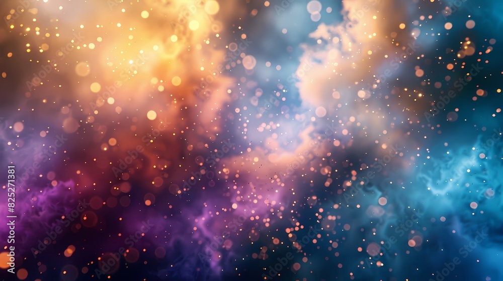 A scene of a particle fog, with a background of particles of matter and energy A scene of a particle fog, with a background of particles of matter and energy