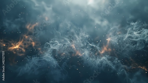 A scene of a particle fog  with a background of particles of matter and energy