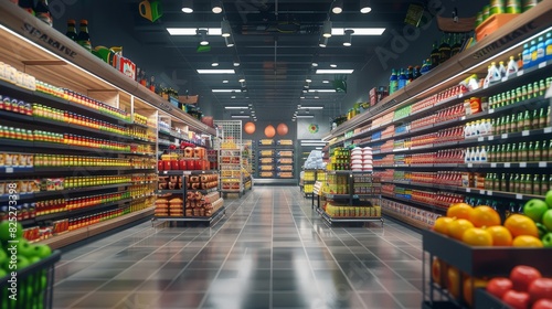 Supermarket or Grocery with product on shelf. retail store