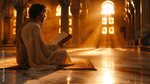 Religious muslim man praying inside the mosque © Валерія Ігнатенко