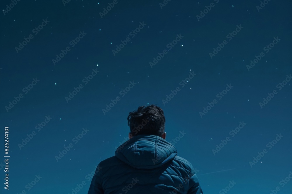 Fototapeta premium A person stargazing on a clear night - astronomy, relaxation, curiosity