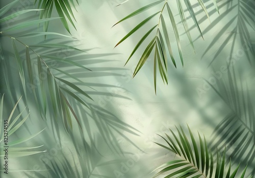 Lush Green Palm Leaves Creating Tropical Shadows