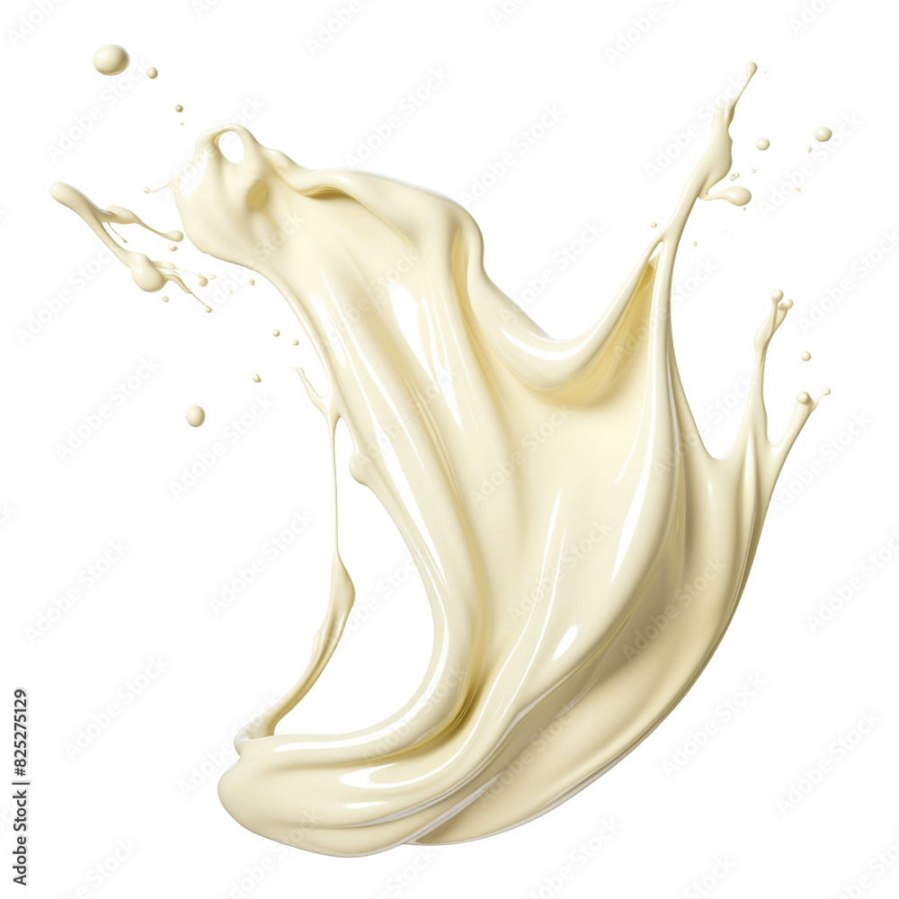 White chocolate liquid paint milk splash swirl wave isolated on transparent or white background White chocolate liquid paint milk splash swirl wave isolated on transparent or white background