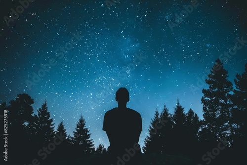 A person stargazing on a clear night - astronomy, relaxation, curiosity photo