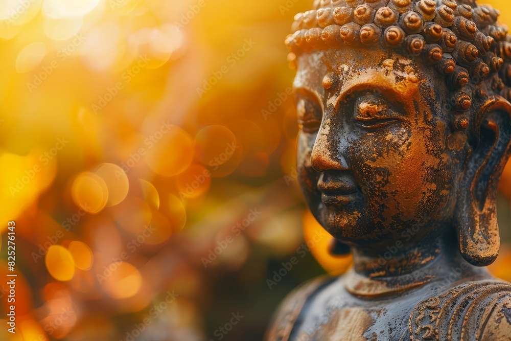 Serene Buddha Bust with Radiant Golden Light Serene Buddha Bust with Radiant Golden Light