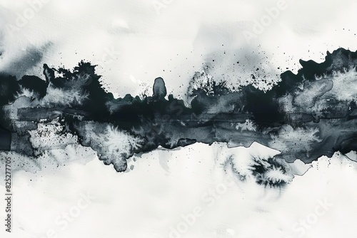 Moody Abstract Watercolor with Black and Gray Tones