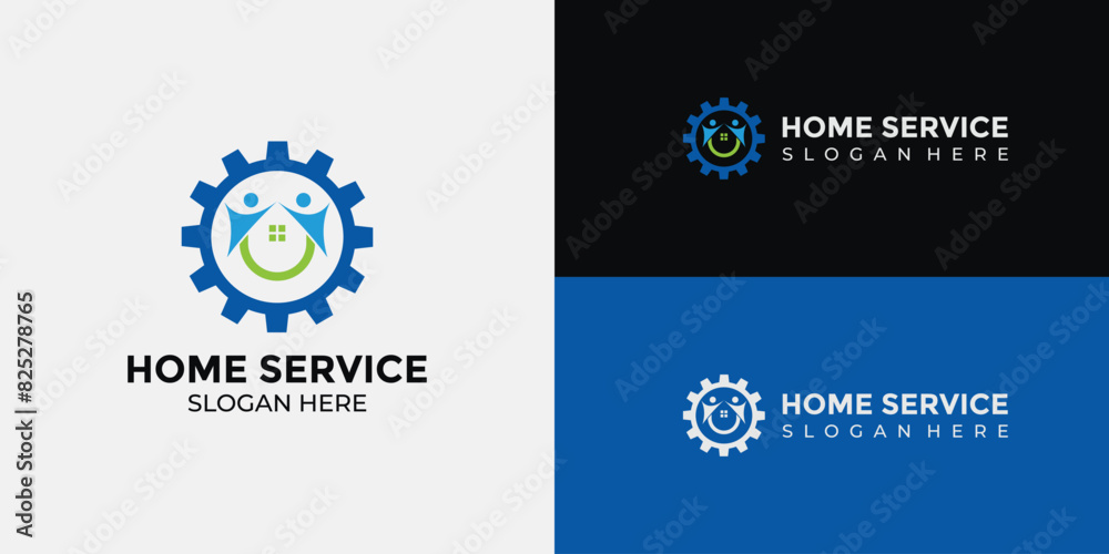 home services logo in green and blue