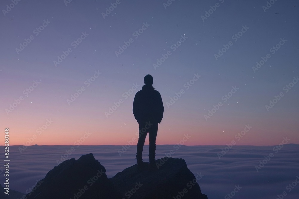 A person stargazing on a clear night - astronomy, relaxation, curiosity A person stargazing on a clear night - astronomy, relaxation, curiosity