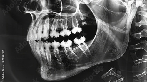 Orthodontic Diagnostics: X-ray Imaging of Mandible and Maxilla for Teeth Alignment and Dental Health - Ideal for Dental Imaging and Orthodontics Websites photo