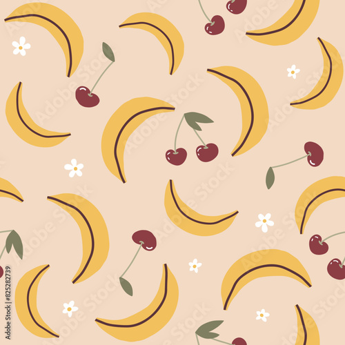 Seamless summer fruits pattern. Vector background