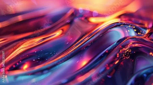 Create a 3D rendering of a glossy, iridescent surface with a seamless, wave-like pattern