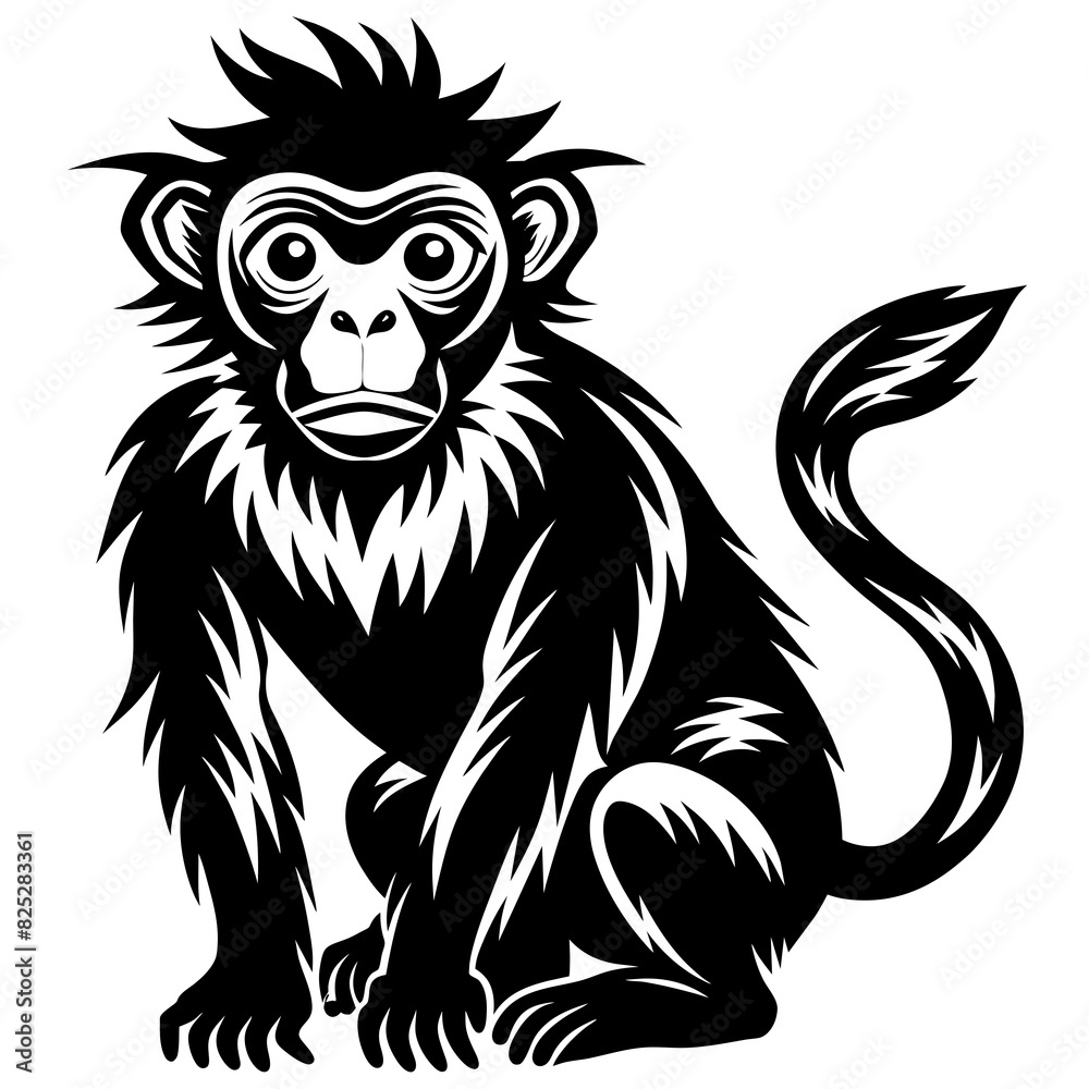 monkey-silhouette-back-on-white-background 