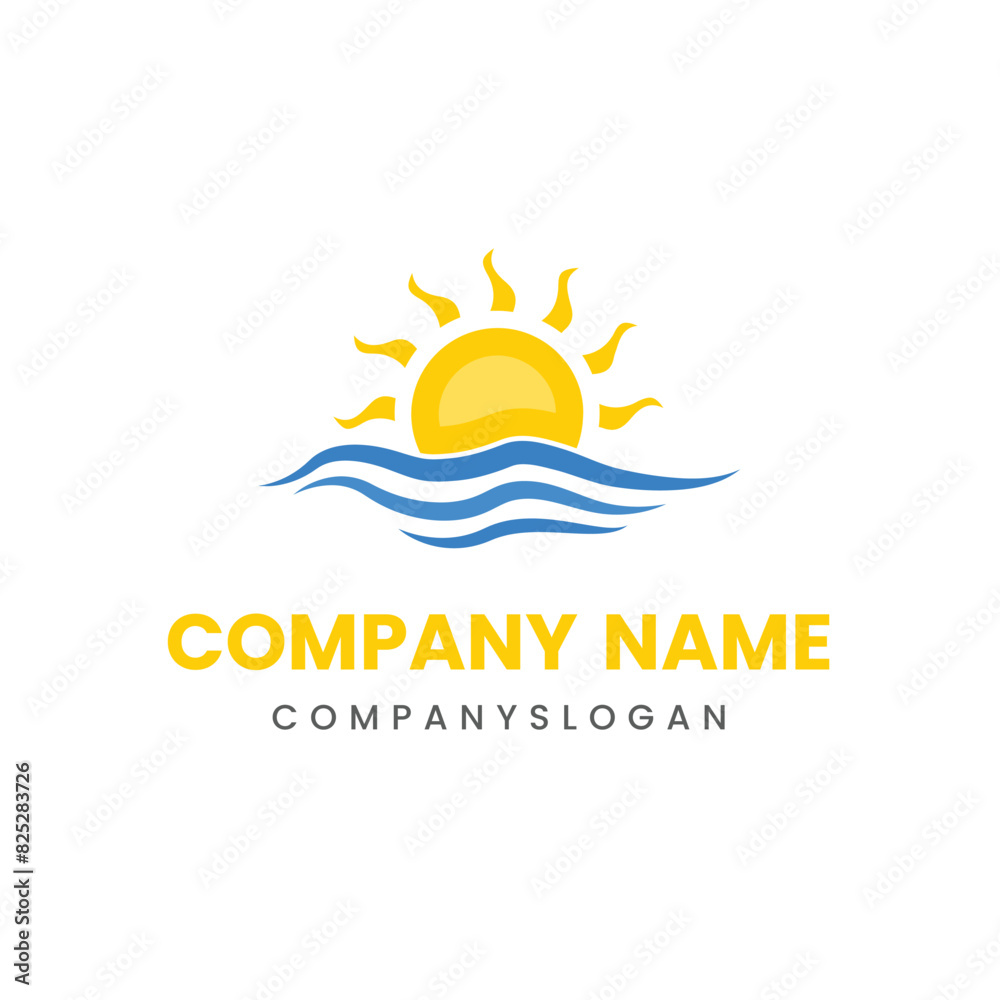 Sea sun logo design, vector logo design, illustration Sea sun logo design, vector logo design, illustration