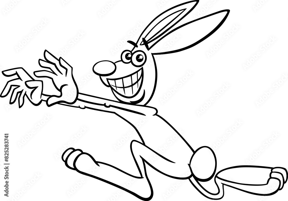 cartoon running rabbit animal character coloring page cartoon running rabbit animal character coloring page