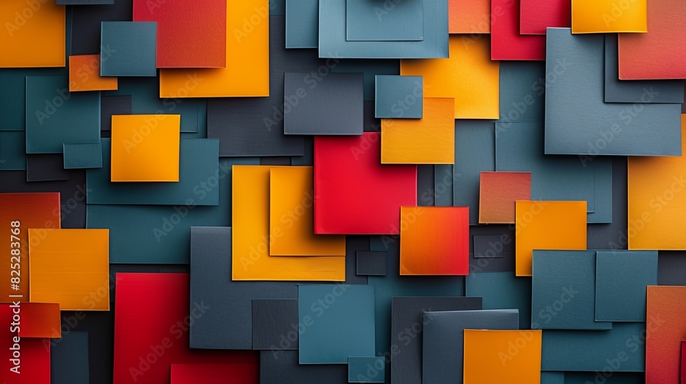 Geometric papercut background with a mosaic of squares and rectangles, modern and sophisticated Geometric papercut background with a mosaic of squares and rectangles, modern and sophisticated