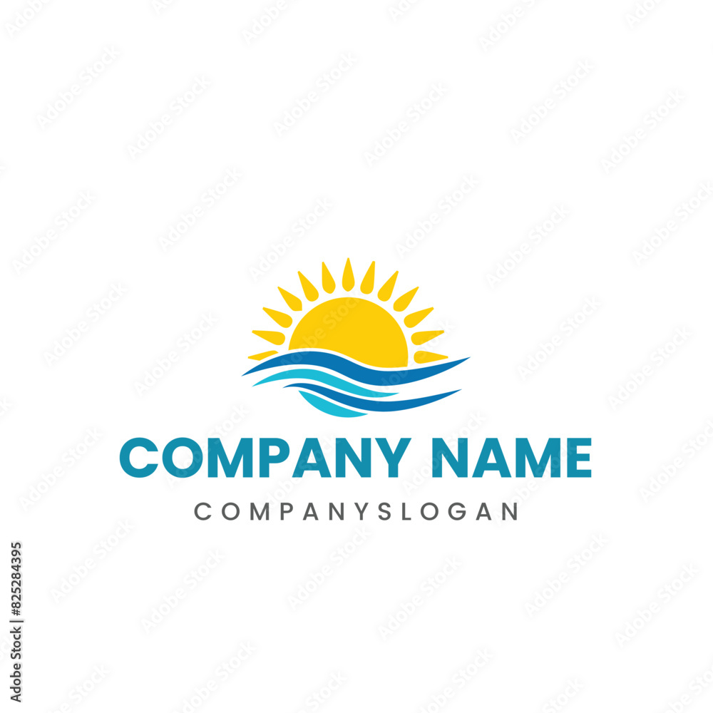 Sea sun logo design, vector logo design, illustration Sea sun logo design, vector logo design, illustration