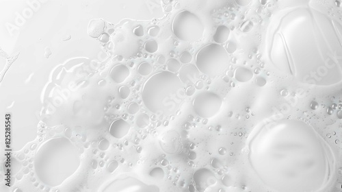 Abstract White Soap Foam Bubbles Texture on White Background