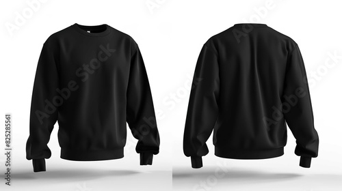 Blank Sweatshirt Color Black Template Front and Mockup