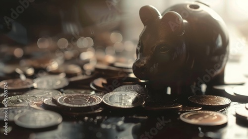 piggy bank and coins photo