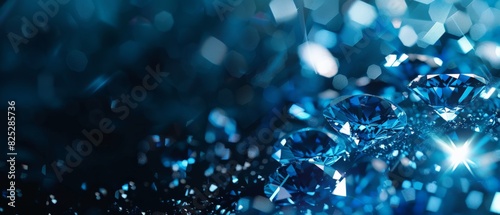 Blue shiny gemstones background. photo