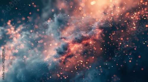 A scene of a particle mist, with a background of particles of matter and energy