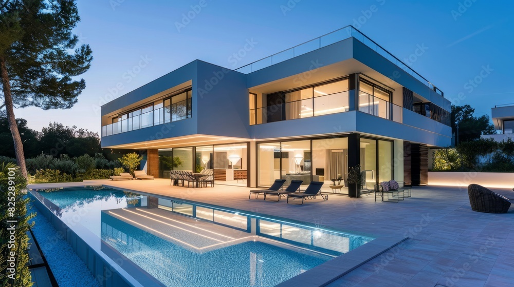 Fototapeta premium A luxurious modern villa equipped with a state-of-the-art smart house system.