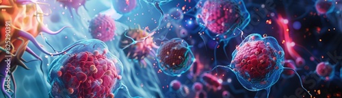 Diagram showing human cells being infected by the hepatitis virus focus on, infection process theme, vibrant, overlay, scientific illustration as backdrop photo