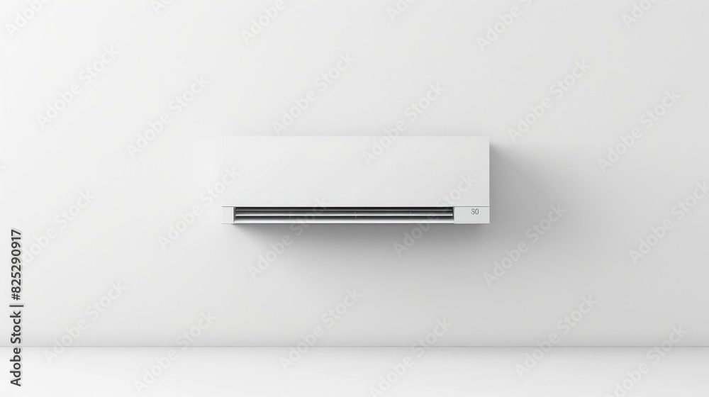 Closeup of a modern air conditioner on a white wall indoors.
Closeup of a modern air conditioner on a white wall indoors.