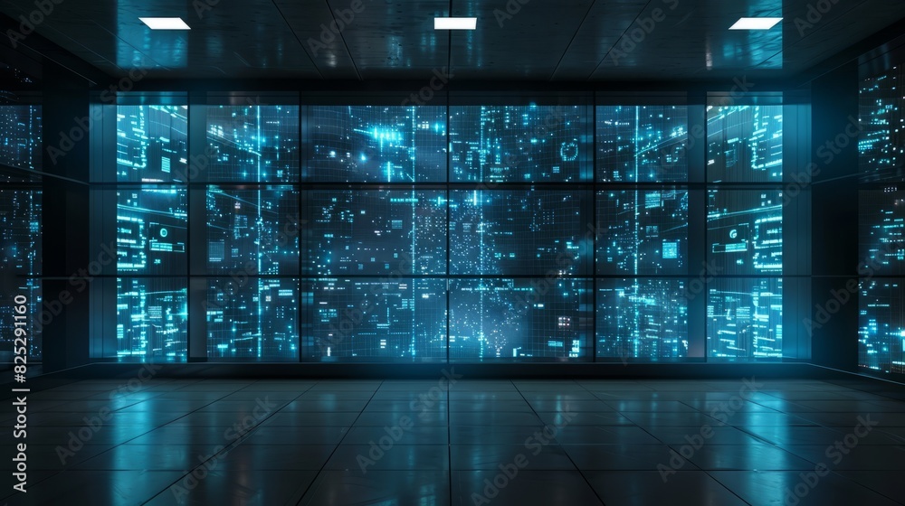 Fototapeta premium digital AI wall with copy space