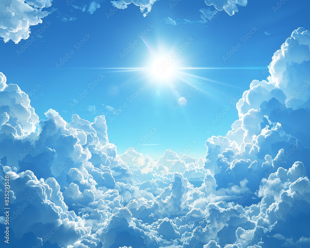 Blue sky and white clouds.