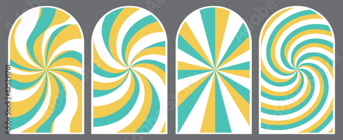 Pastel Yellow and Blue Psychedelic Swirls Arch Frames