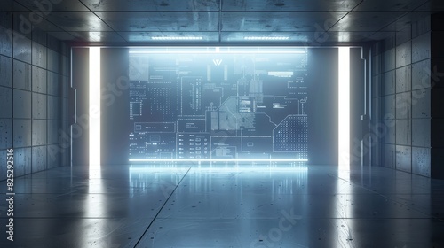 digital AI wall with copy space