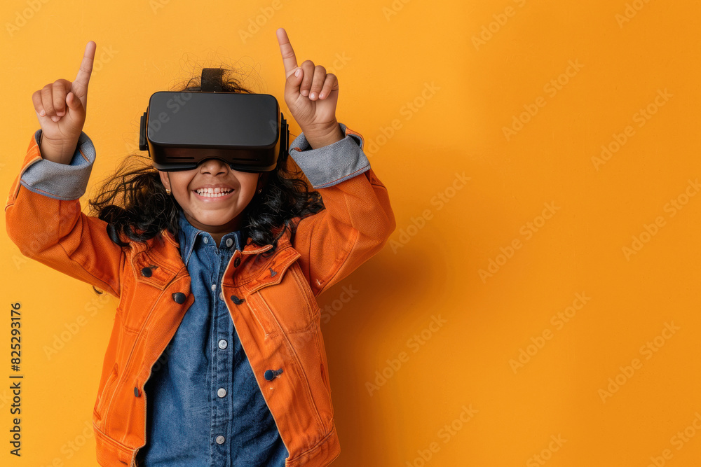 cute indian girl wearing virtual reality glasses cute indian girl wearing virtual reality glasses