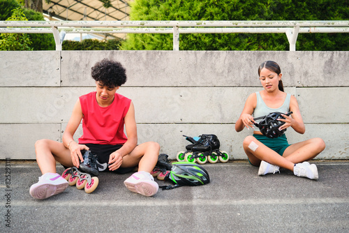 Enthusiastic teenage athletes getting ready to train