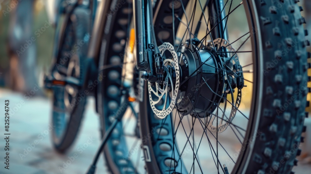 Front view of an electric bicycle wheel motor, softly focused.
Front view of an electric bicycle wheel motor, softly focused.