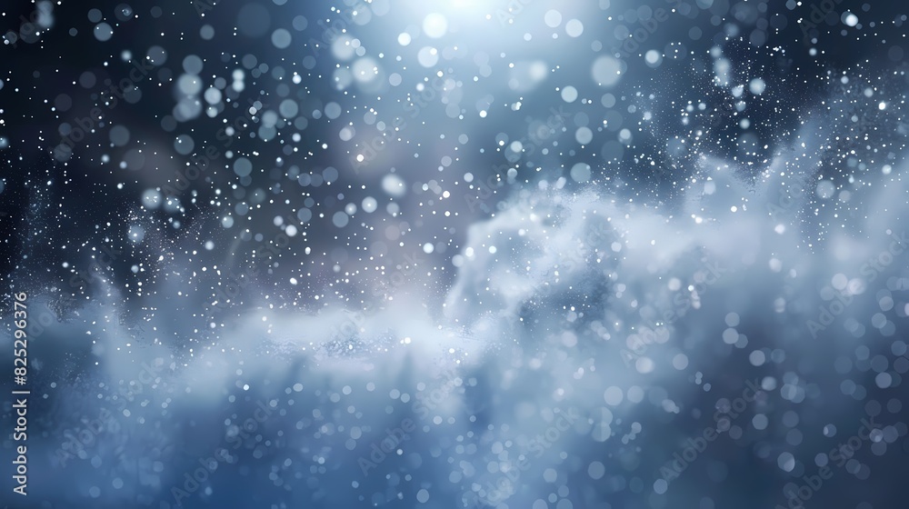 A scene of a particle snow, with a background of particles of matter and energy