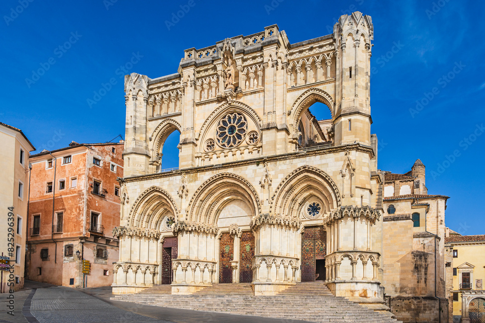 Fototapeta premium Cuenca, Castile-La Mancha, Spain: Medieval cathedral of Cuenca; romanesque and gothic style cathedral